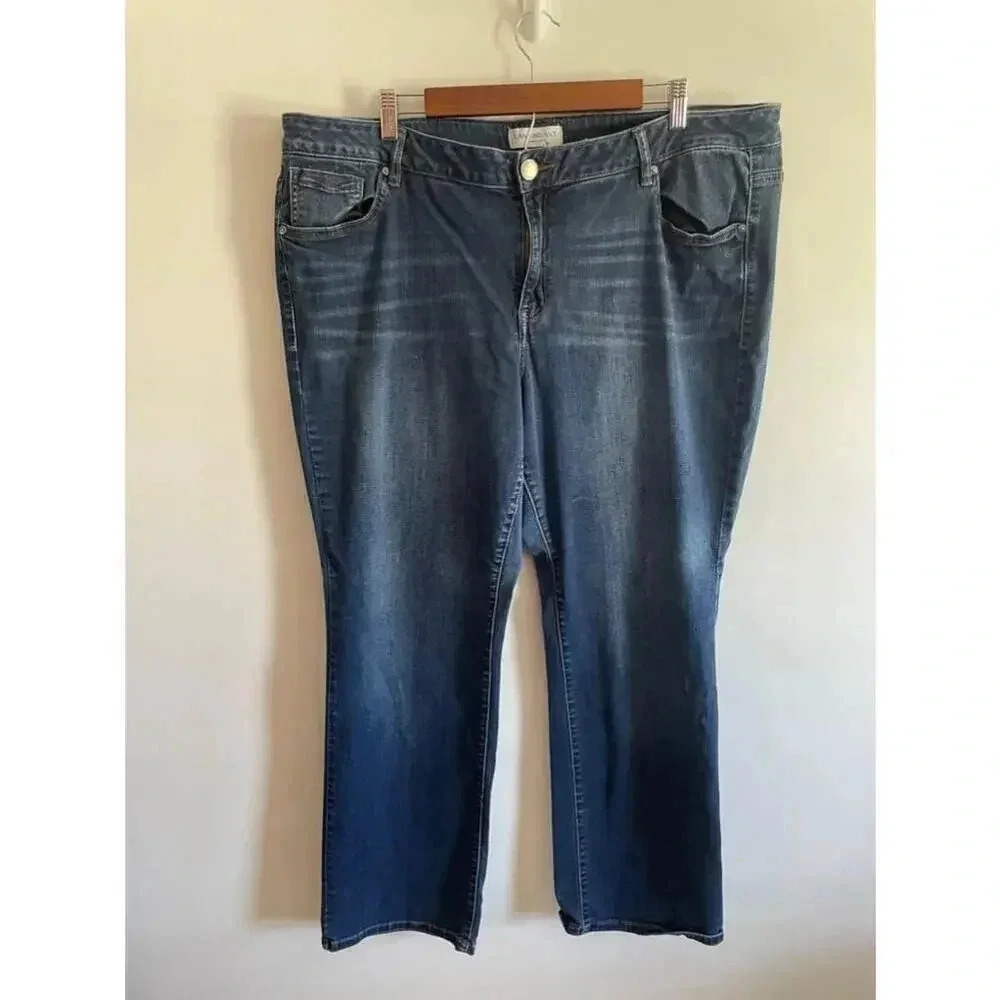 Women's Lane Bryant Jeans Size 24R Blue Mid Rise Super Stretch Boot Cut EUC 0278